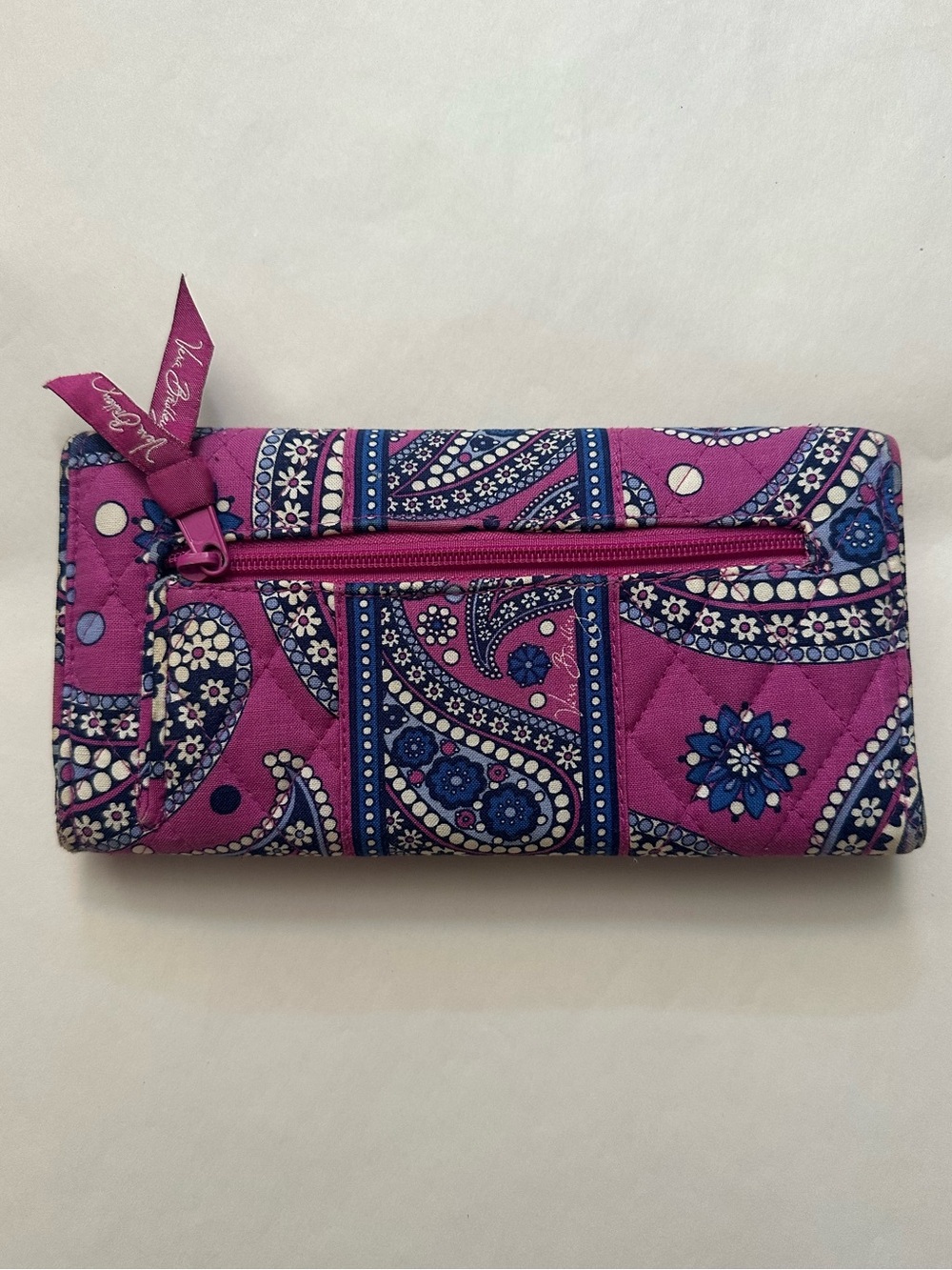Blue and Purple Paisley Vera Bradley Gallery Wallet (Discontinued Pattern)